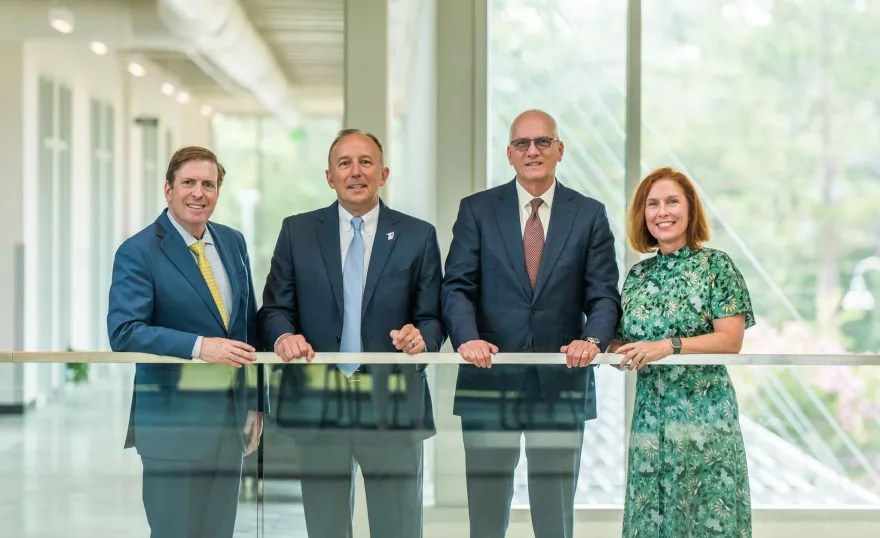 PHOTO PROVIDED BY METHODIST UNIVERSITY The Medical school was made possible by a partnership between Cape Fear Valley Health and Methodist university. From left to right: Founding Dean Dr. Hershey Bell, CFVH CEO Mike Nagowski, MU President Dr. Stanley Wearden and MU Provost Dr. Suzanne Blum Malley are part of the team making it possible.