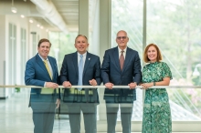 PHOTO PROVIDED BY METHODIST UNIVERSITY The Medical school was made possible by a partnership between Cape Fear Valley Health and Methodist university. From left to right: Founding Dean Dr. Hershey Bell, CFVH CEO Mike Nagowski, MU President Dr. Stanley Wearden and MU Provost Dr. Suzanne Blum Malley are part of the team making it possible.