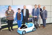 From left to right: Child Life Specialist Danielle Hansen, Michelle Smith, RN, BSN Patient Care Manager in Children's Center, CFVH CEO Michael Nagowski, Eason Bryan, president of Bryan Honda, Samuel Fleishman, MD CMO of CFVH, and Zachary (Zak) Wilkerson, Corporate Director of Patient Services at CFVH