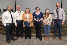 From left, Chief Quality Officer Dr. Michael Ruzek, Dr. Chris Aul, Cortnie Langston, Dr. Peggy Robinson, Emily Cooley and Chief Medical Officer Dr. Samuel Fleishman.